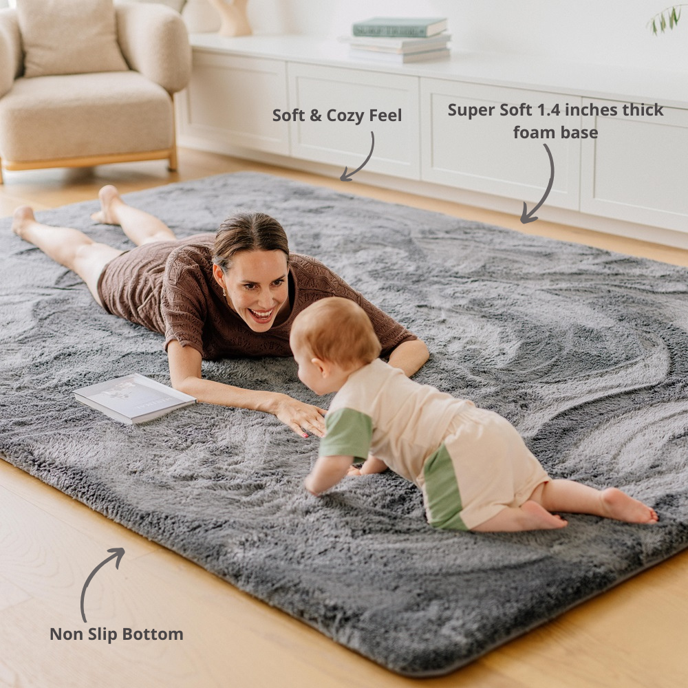 Deluxe Shaggy Relax Mat - 35mm Memory Foam